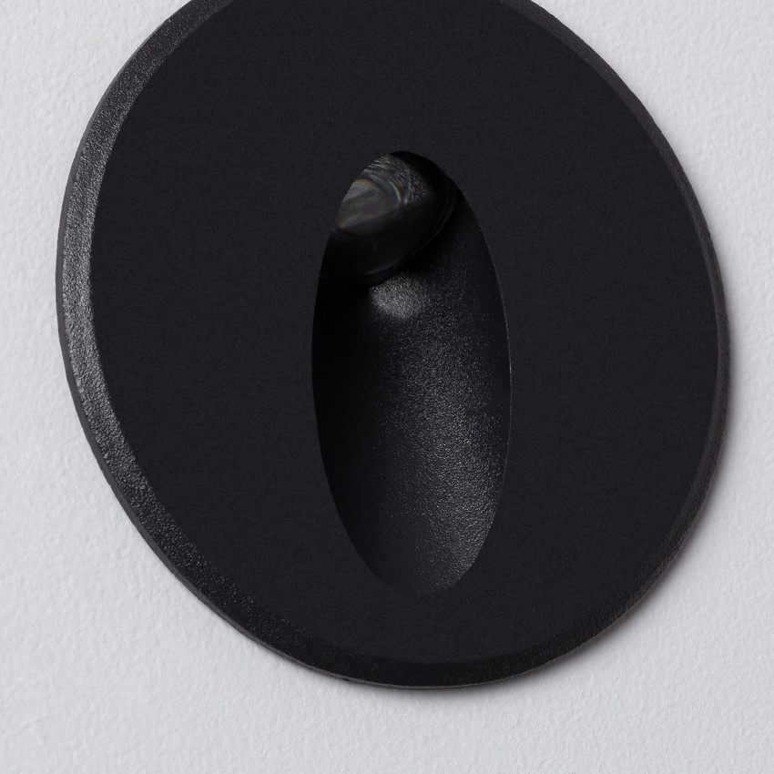 Producto de Baliza Exterior LED 3W Empotrable Pared Circular Negro Oval Wabi