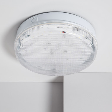 Plafón LED 24W Circular para Exterior Ø285 mm IP65 com Luz de Emergência Não Permanente Hublot Transparente