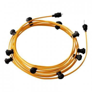 Produto de Grinalda Exterior Lumet System 12,5m com 10 Casquilhos E27 Preto Creative-Cables CATE27N125 