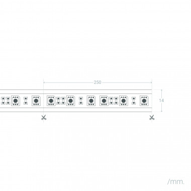 Producto de Tira LED 220V AC 100 LED/m Blanco Neutro IP67 a Medida Ancho 14mm Corte cada 25 cm