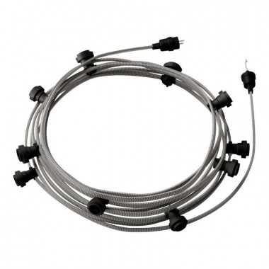 Producto de Guirnalda Exterior Lumet System 12.5m con 10 Portalámparas E27 Negro Creative-Cables CATE27N125 