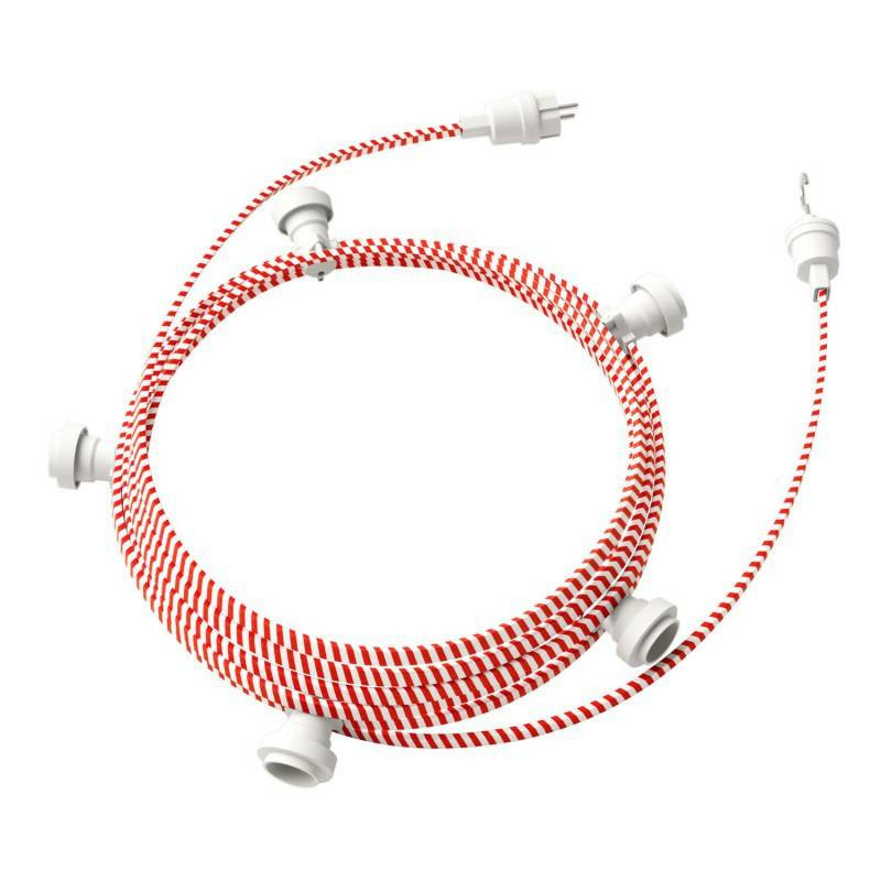 Produto de Grinalda Exterior Lumet System 7,5m com 5 Casquilhos E27 Branco Creative-Cables CATE27B075