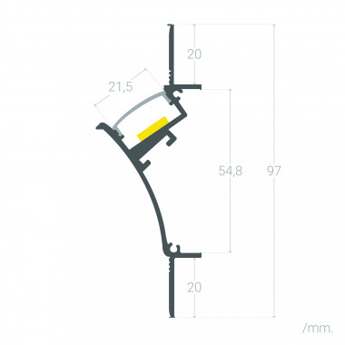 Producto de Perfil de Aluminio Empotrable para Escayola / Pladur con Tapa Continua para Tira LED hasta 20mm