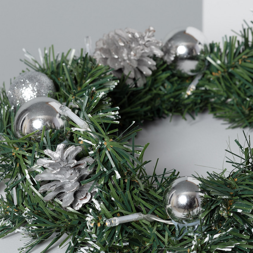 Produto de Guirlanda de Natal LED à Pilhas Enfeites Prata Karuna 