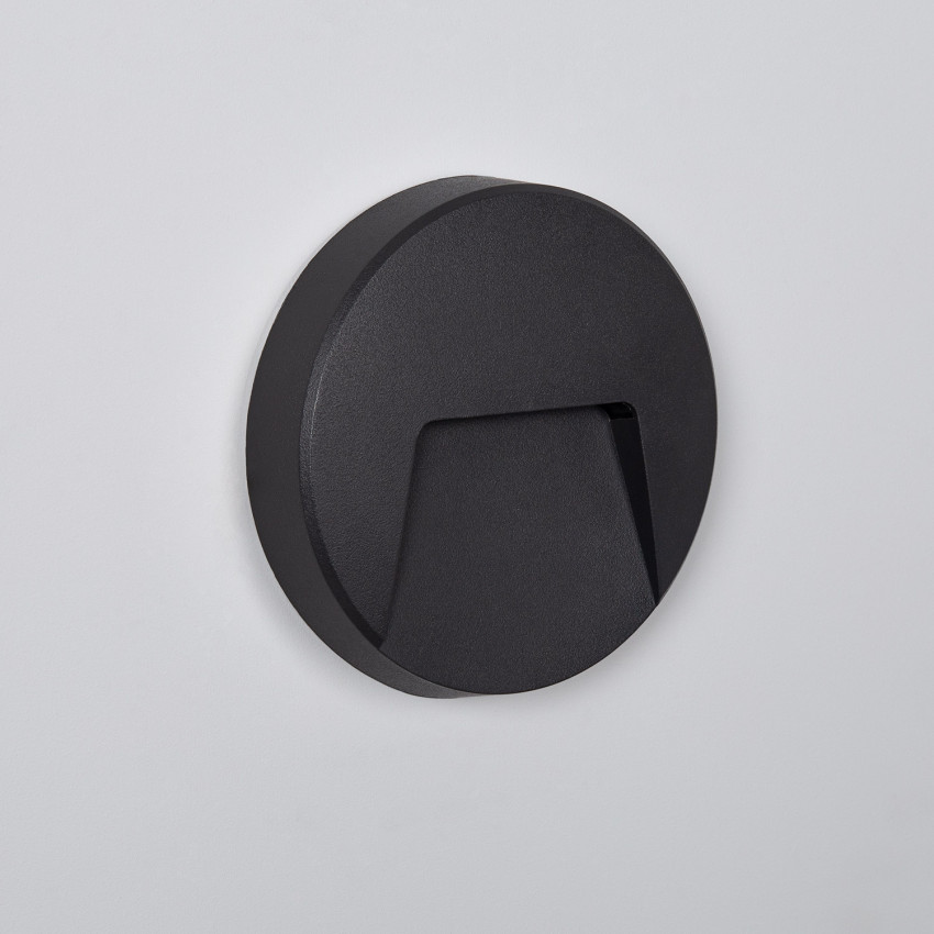 Baliza Exterior LED 3W Superfície de Parede Circular Preta Nilsa