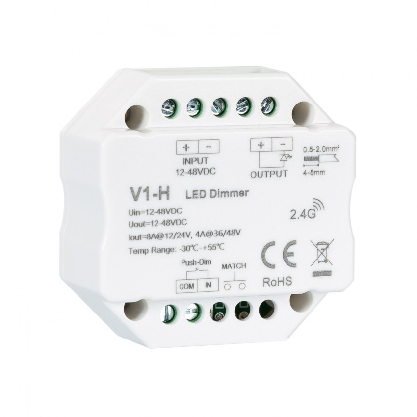 Regulador LED RF 12/48V para Tira LED Monocolor Compatible con Pulsador