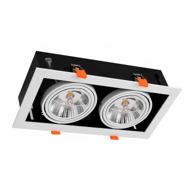 Foco Downlight LED 24W Direccionable Kardan Cuadrado Doble AR111 Corte 325x165 mm