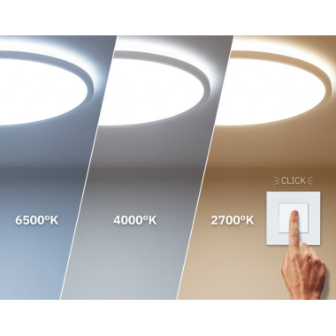 Produto de Placa LED 6W Circular SwitchCCT Seleccionável SuperSlim Corte Ø 110 mm