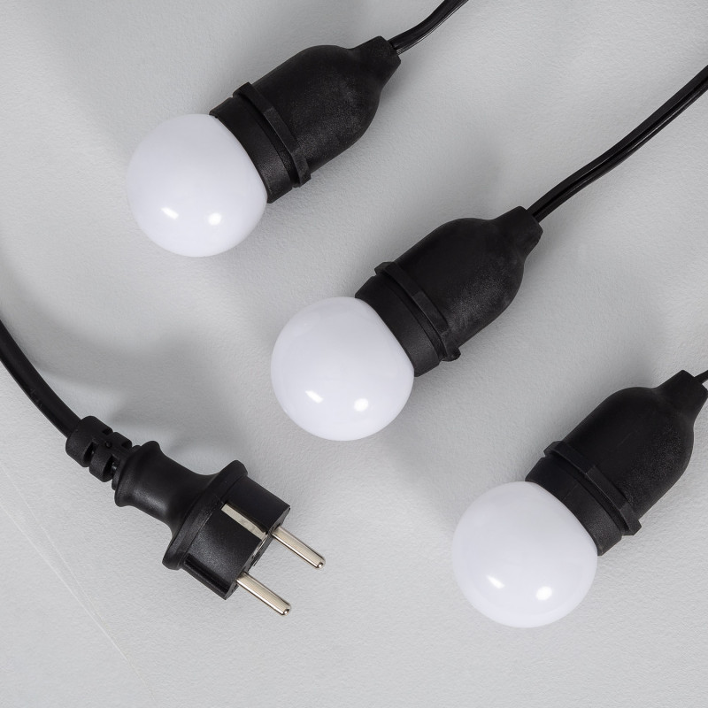 Producto de Kit Guirnalda Luces Exterior 5.5m Negro + 8 Bombillas LED E27 G45 3W de Colores 