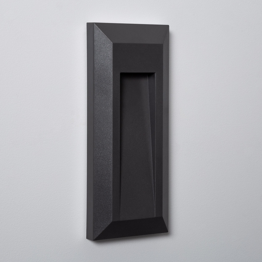 Baliza Exterior LED 1W Superficie Pared Rectangular Negro Gisli