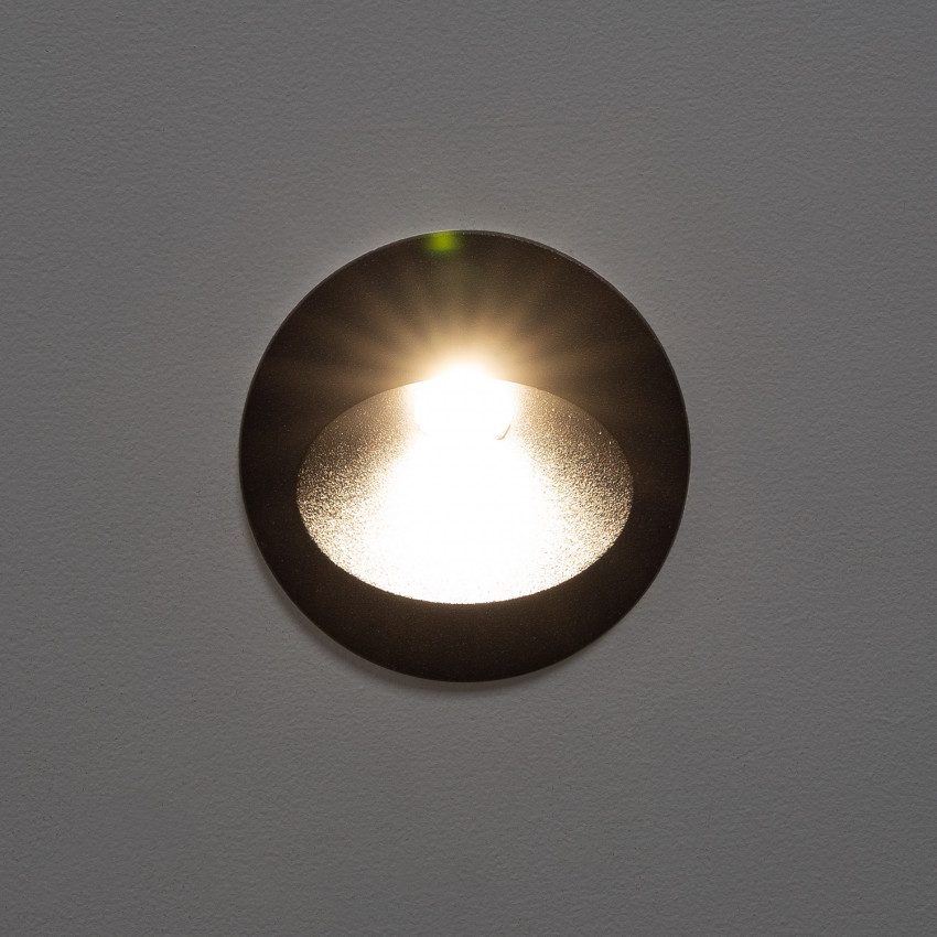 Producto de Baliza Exterior LED 2W Empotrable Pared Circular Negro Coney