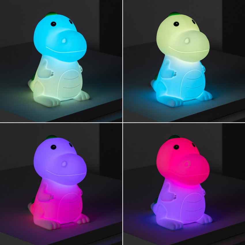 Producto de Luz Quitamiedos LED Infantil Dinosaurio RGB Silicona con Batería