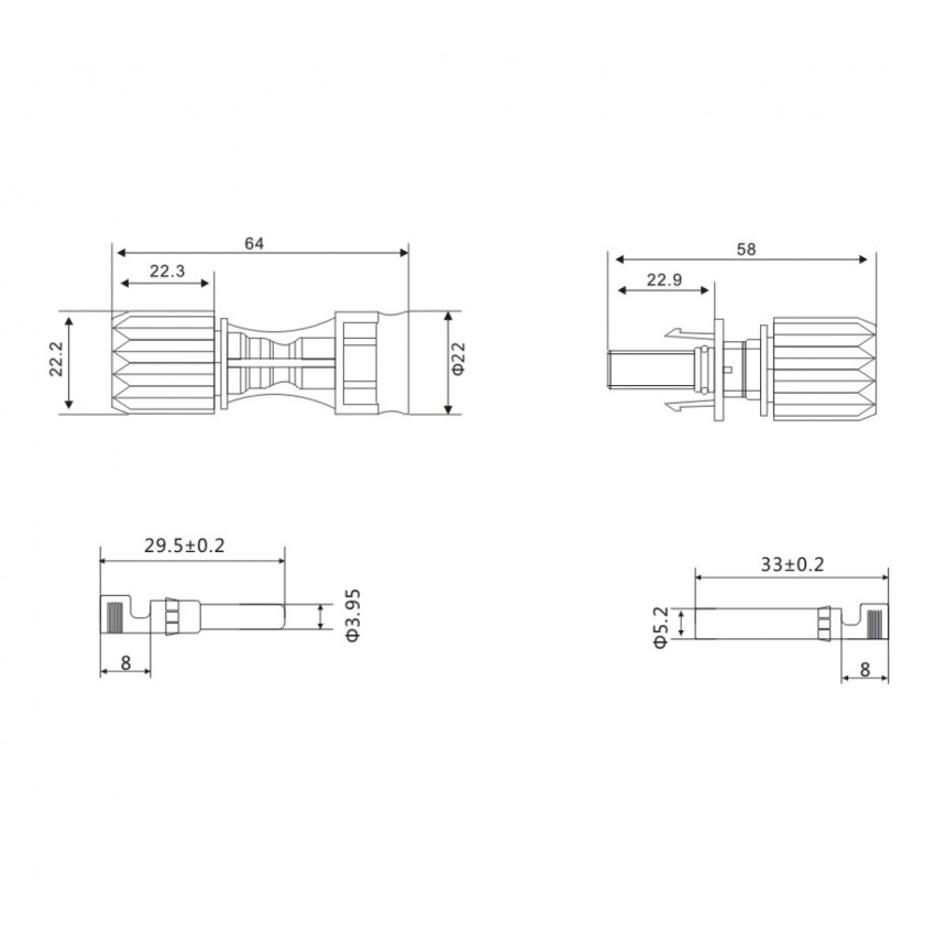 Produto de Conectores Multicontact MC4 1/1 IP68 para Cabo de 8-10mm² 