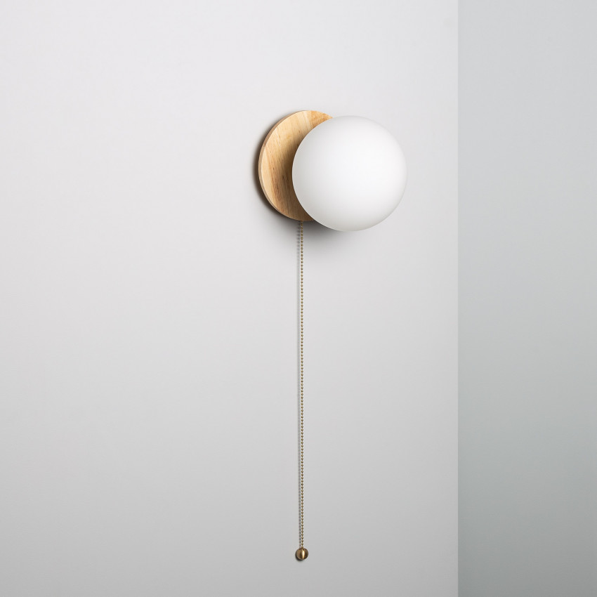 Aplique de Pared Madera y Cristal Gold Orbit
