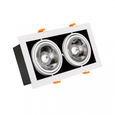 Foco Downlight LED 30 W Direccionable Kardan Cuadrado Doble AR111 Corte 325x165 mm