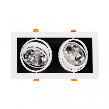 Produto de Foco Downlight LED 30 W Direccionável Kardan Quadrado Duplo AR111 Corte 325x165 mm