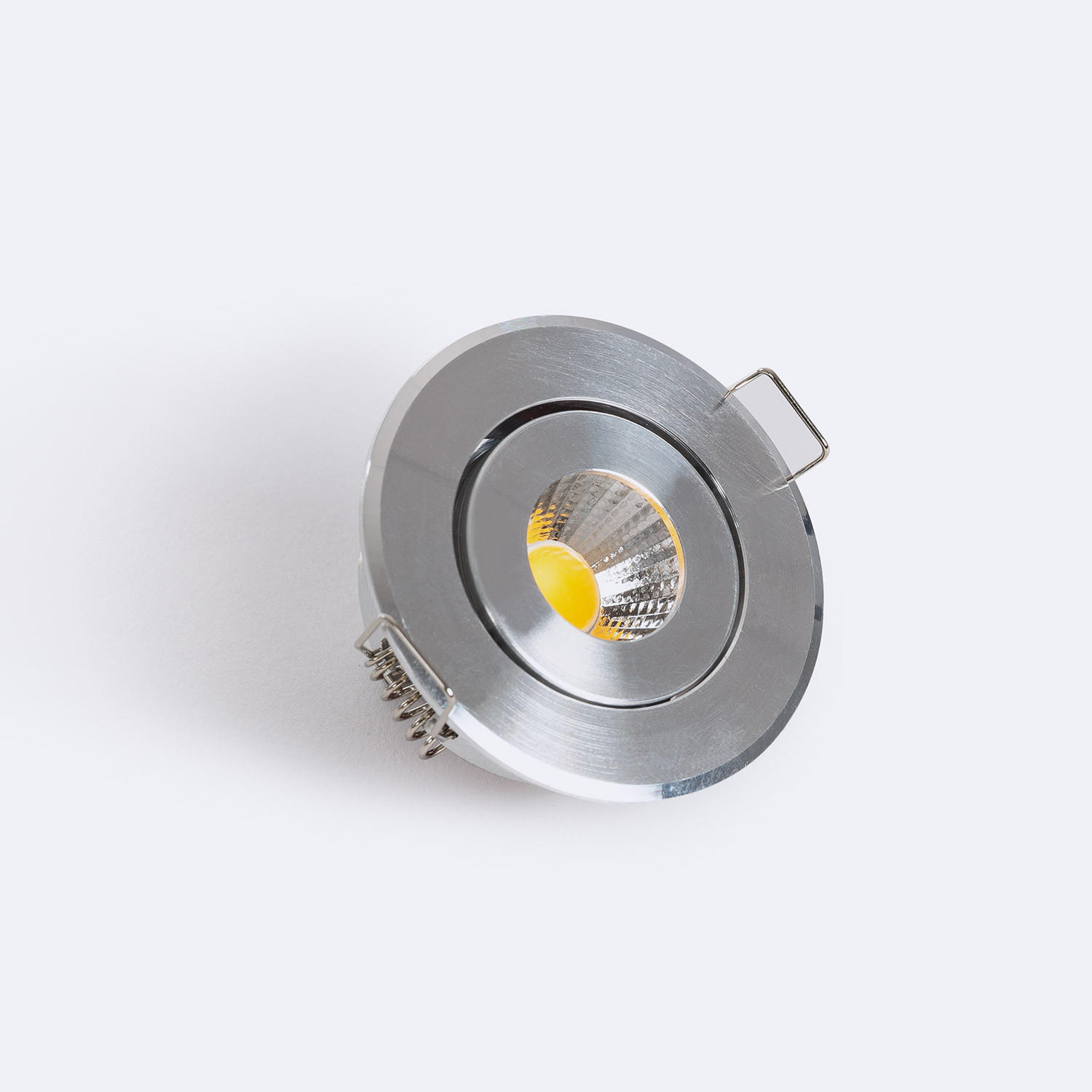 Produto de Foco Downlight LED 1W COB Direcionável Circular Prata Corte Ø 45 mm