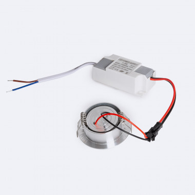 Producto de Foco Downlight LED 1W COB Direccionable Circular Plata Corte Ø 45 mm