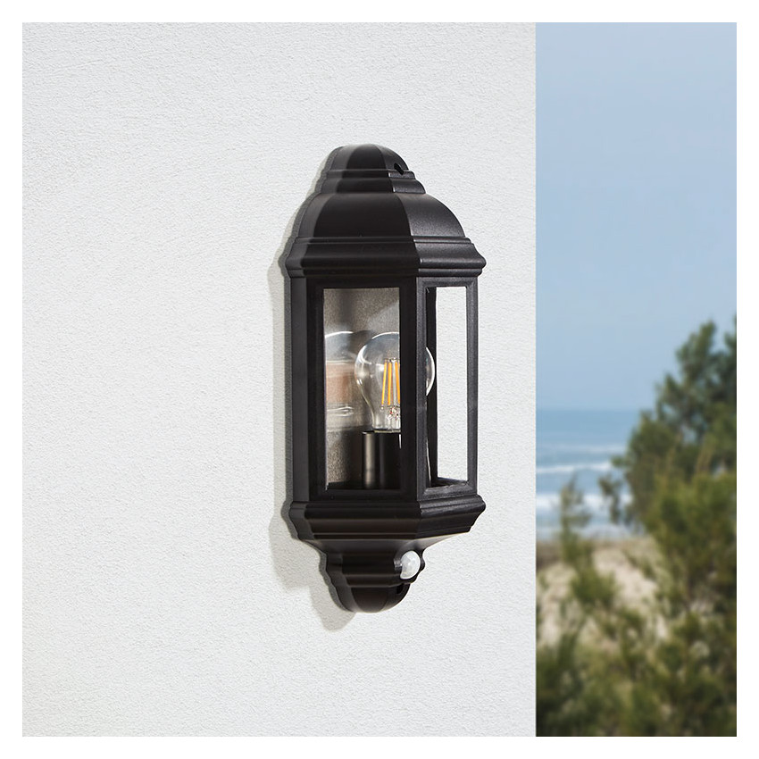 Produto de Edit Coastal Newquay Half Lantern Outdoor Wall Light with PIR Sensor - Black