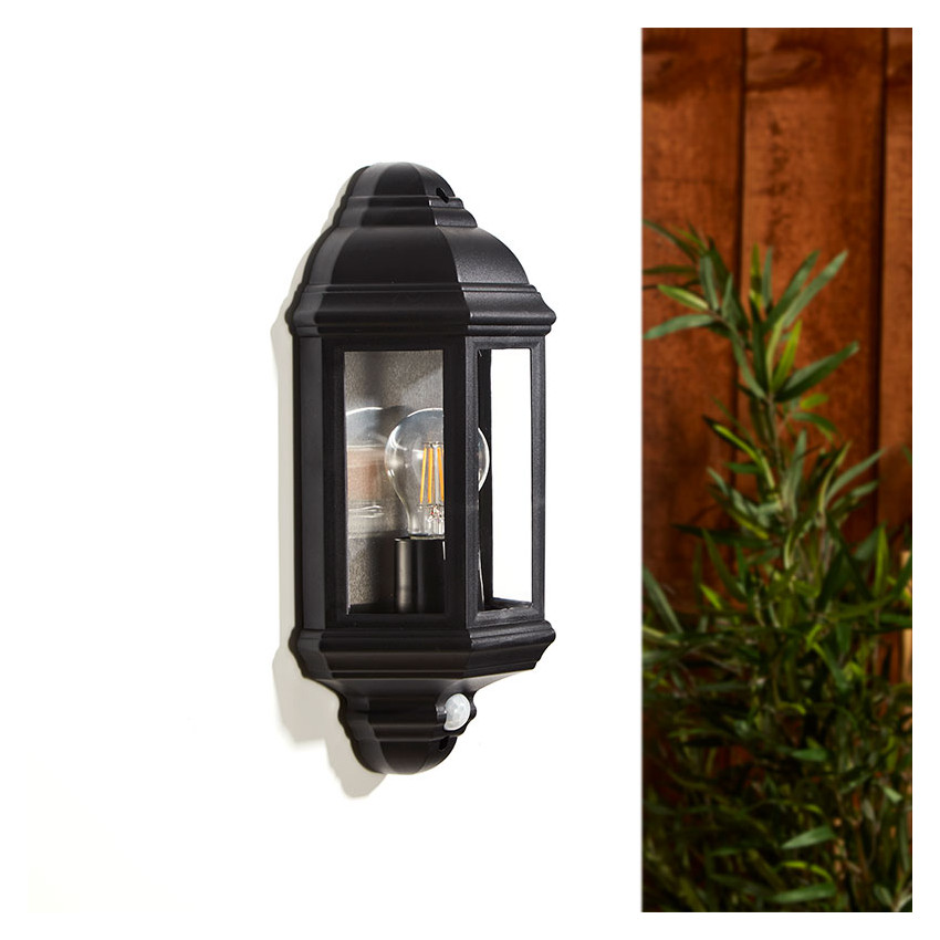 Produto de Edit Coastal Newquay Half Lantern Outdoor Wall Light with PIR Sensor - Black