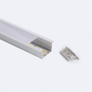 Perfil de Alumínio Encastrável Perfil Baixo 2m para Fitas LED de até 25 mm