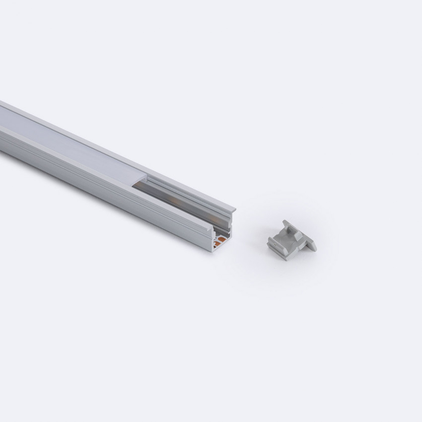 Perfil Aluminio Empotrable Estrecho 2m con Tapa Continua para Tiras LED hasta 6 mm  