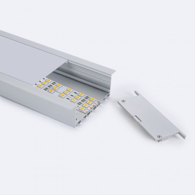 Perfil de Alumínio Encastrável de Grande Tamanho 2m para Fitas LED até 60 mm