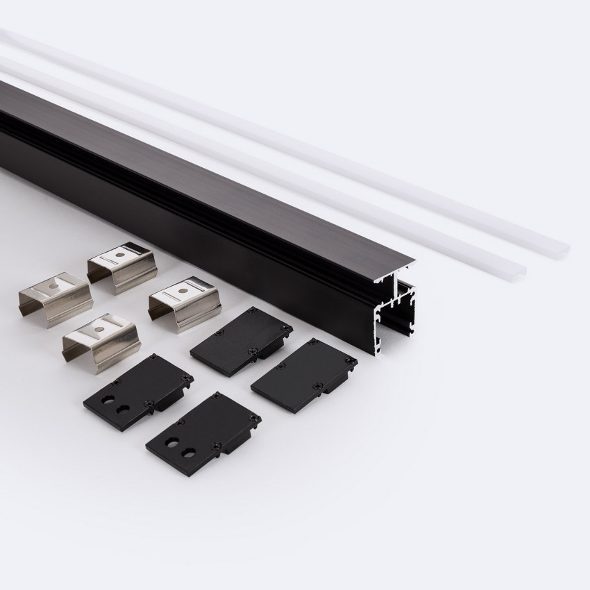Producto de Perfil de Aluminio Aplique Doble Cara 2m Negro para Tiras LED hasta 10 mm