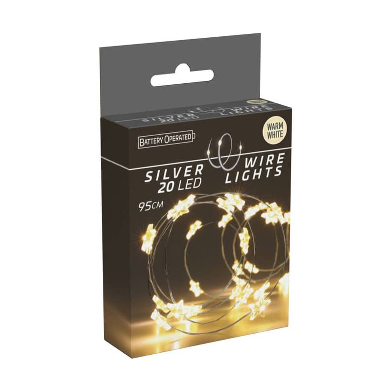 Guirnalda Alambre de Estrellas LED Batería 1m Blanco Cálido