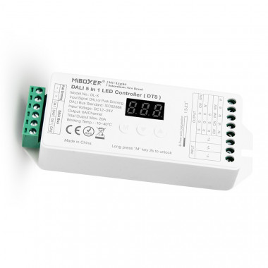Controlador Regulador LED DL-X DALI 5 em 1 DT8 para Fita Monocor/CCT/RGB/RGBW/RGBWW 12/24V DC MiBoxer