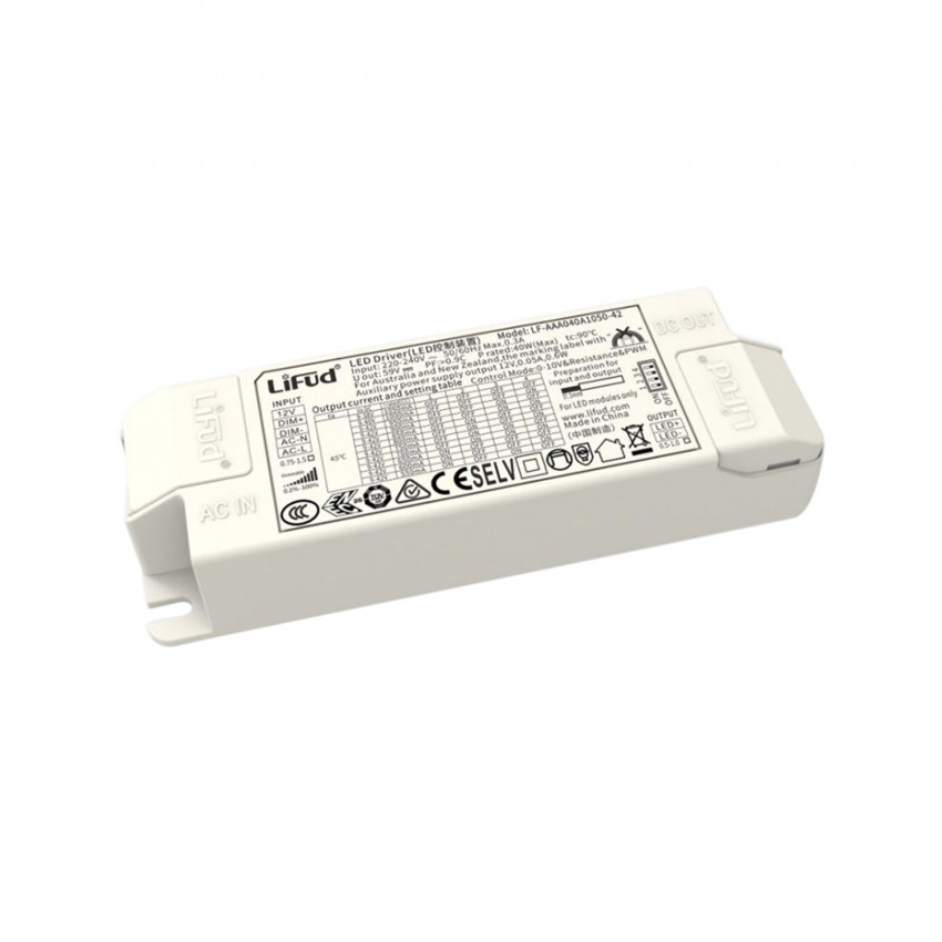 Driver LIFUD Regulável 1-10V 220-240V Saída 9-42V 1000mA 42W LF-GDE042YF1000U
