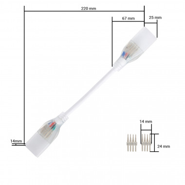 Producto de Cable Conector Neón LED 11 W/m RGB  220V AC 60 LED/m Semicircular 180º IP67 a Medida Corte cada 100 cm