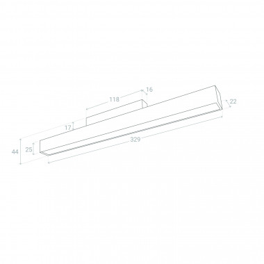 Produto de Foco Carril Linear LED Magnético Monofásico 15W Opal 20mm 48V CRI90 (UGR16)