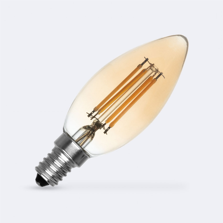 Produto de Lâmpada Filamento LED E14 6W 720 lm Regulável C35 Vela Gold