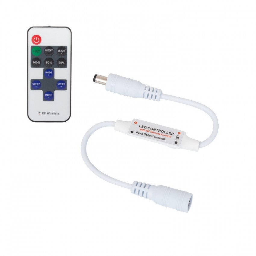 Produto de Controlador Regulador Mini Fita LED Monocor 5/24V DC com Comando RF