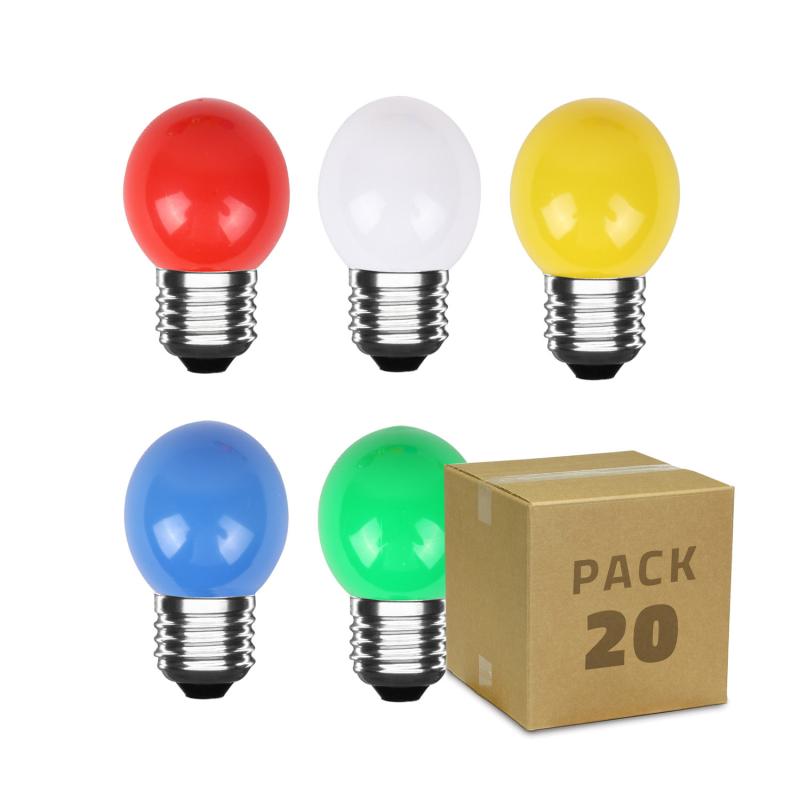 Producto de Pack 20 Bombillas LED E27 3W 300 lm G45 5 Colores
