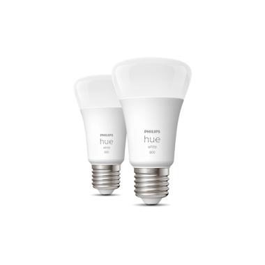 Pack 2 Lâmpadas  Inteligentes LED E27 9W 800 lm A60 PHILIPS Hue White