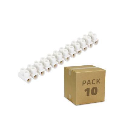 Pack 10 unidades de Clema Regleta de 12 Conectores de Cable Eléctrico Blanco