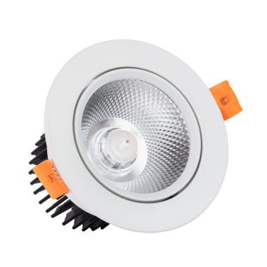 Foco LED Downlight LED 12W COB Direcionável Circular Branco Corte Ø 90 mm No Flicker