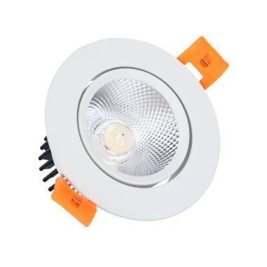 Foco Downlight LED 7W Regulável COB Direccionável Circular Branco Corte Ø 70 mm