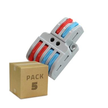 Pack 5 Conectores Rápidos 4 Entradas y 2 Salidas SPL-42 para Cable Eléctrico de 0.08-4mm²