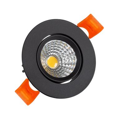 Foco Downlight LED 3W Circular COB CRI90 Corte Ø 55 mm Negro