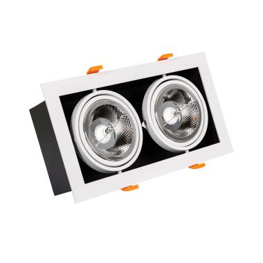 Produto de Foco Downlight LED 30 W Direccionável Kardan Quadrado Duplo AR111 Corte 325x165 mm