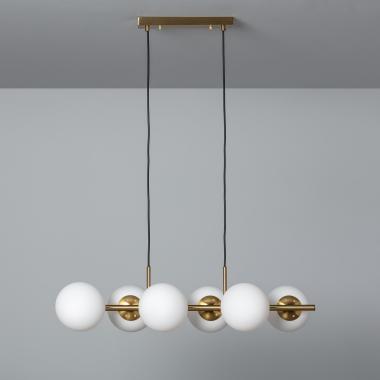 Candeeiro Suspenso Metal e Vidro Moonlight Brass 6 Focos