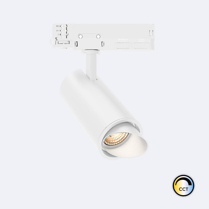Producto de Foco Carril LED Trifásico 30W Fasano Cilindro Bisel CCT No Flicker Regulable DALI Blanco