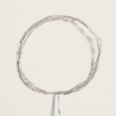 Grinalda Exterior Arame LED Bateria 2m Branco Frio Transparente