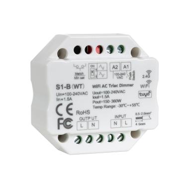 Regulador LED WiFi Triac RF 1CH 1.5A AC Compatível com Pulsador