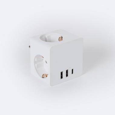 Adaptador de Tomada Triple Tipo F Schuko 2 USB + 1 USB-C