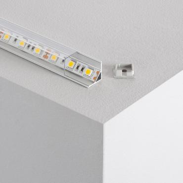 Perfíl de Alumínio para Esquinas Triangular 2m para Fita LED Até 10 mm Tampa Translúcida