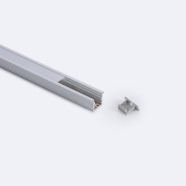 Perfil de Alumínio Encastrável Estreito 2m com Tampa Contínua para Fitas LED até 6mm 2 m